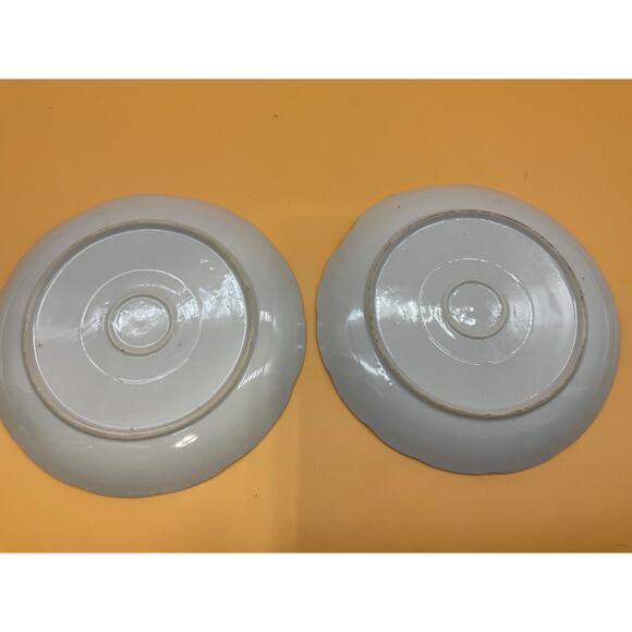 Rose Pattern Snack Plates Set of 2 7.5" Gold Trim Scalloped Edge Vintage - Picture 5 of 7